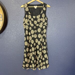 LOFT Black and Tan Floral Sleeveless Mini Dress | Size 2